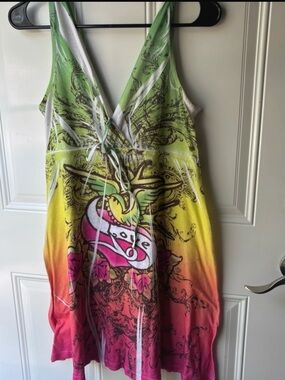 Y2K Trending Graphic Vibrant color MidLength Dress XL